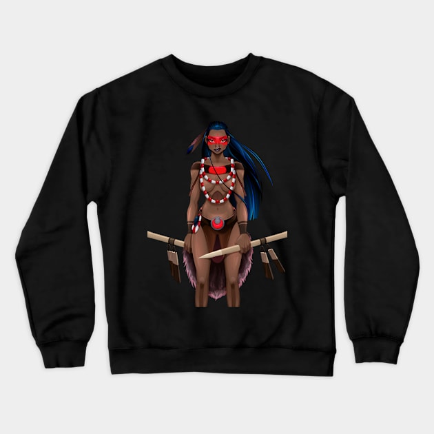 Indian beautiful warrior Crewneck Sweatshirt by Mako Design 